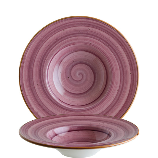 Runde pinke Teller mit Spirale