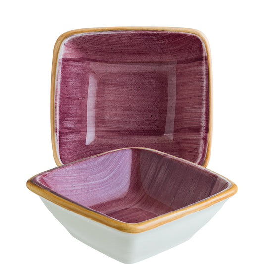 Quadratische Keramikschale mit lila Innenfarbe