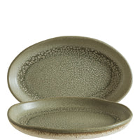 Zwei grüne ovale Servierplatten Keramik