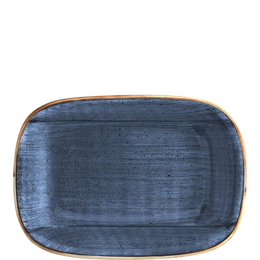 Blauer rechteckiger Teller aus Keramik