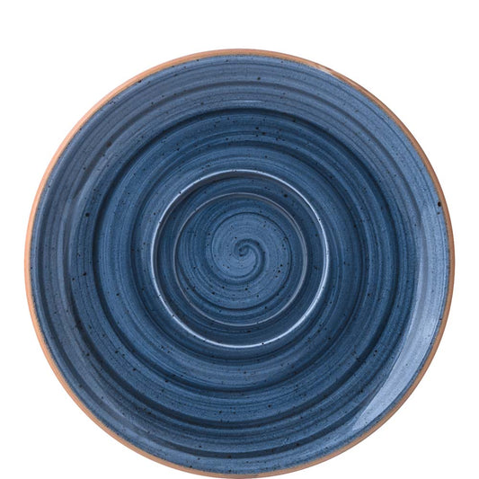 Blauer Keramik-Teller mit Spirale