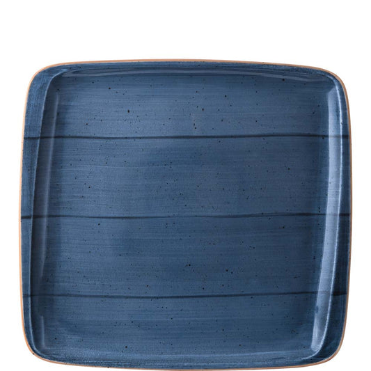 Blauer quadratischer Teller aus Keramik