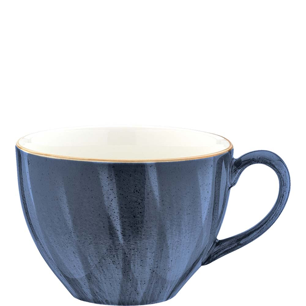 Blaue Tasse mit Henkel.