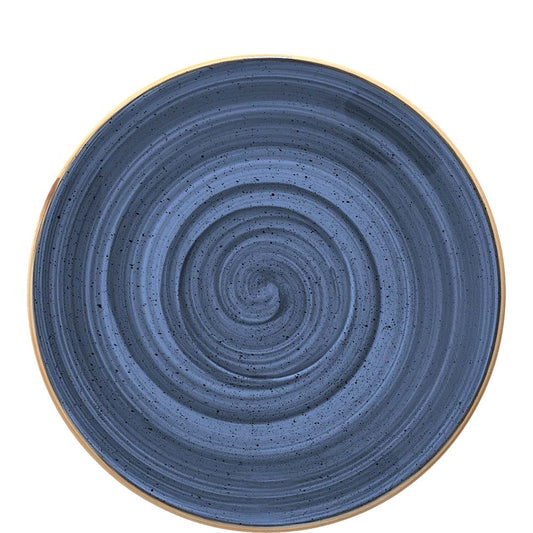 Blauer Keramik-Teller mit Spiralmuster
