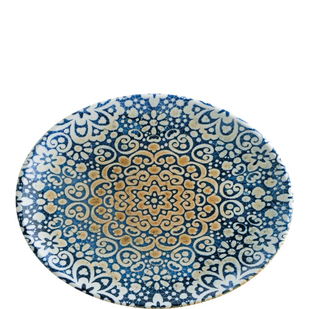 Blau-weißer Teller mit Muster