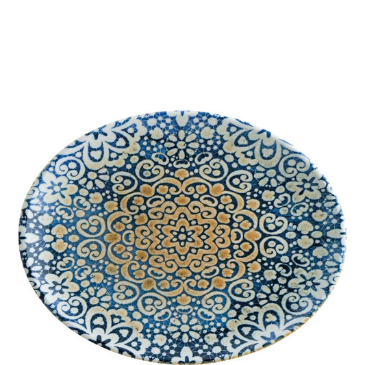 Blau-weißer Teller mit Muster