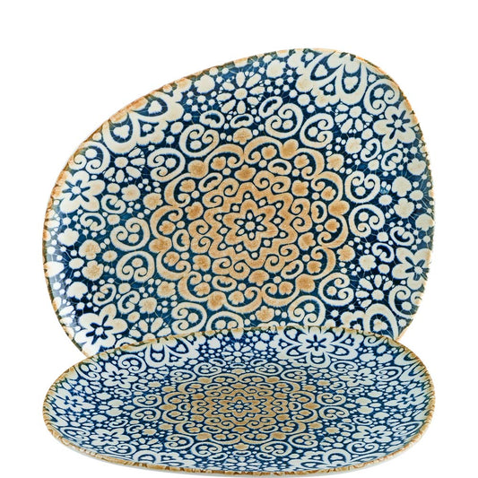 Blaue goldene ornamentierte Teller