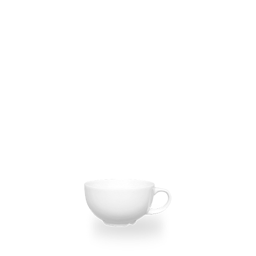Weiße Kaffeetasse auf weißem Hintergrund
