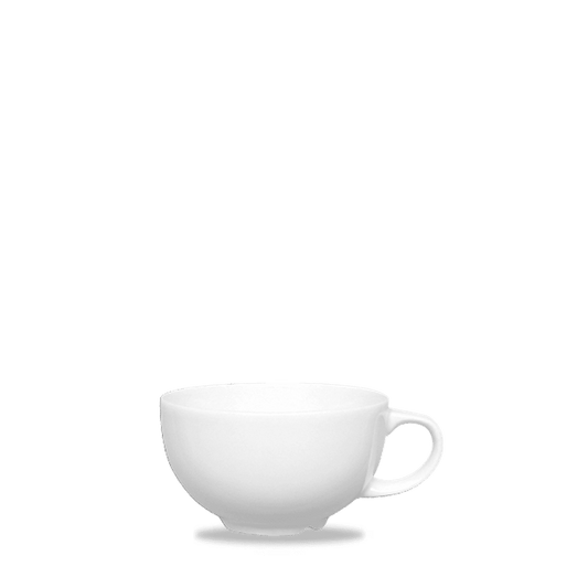 Weiße Kaffeetasse auf weißem Hintergrund