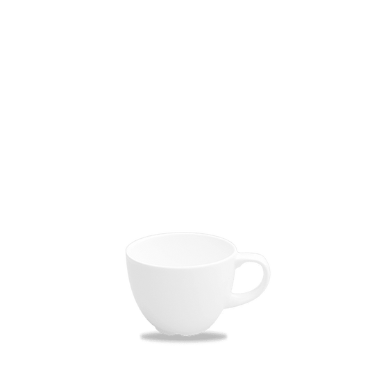 Weiße Kaffeetasse auf weißem Hintergrund