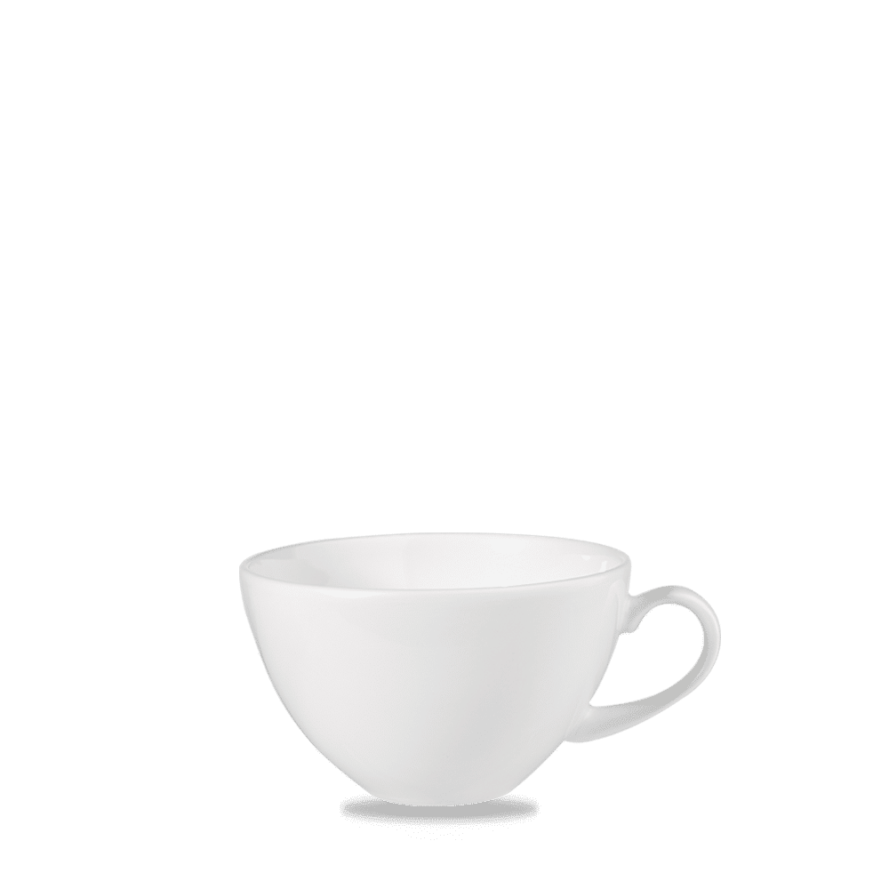 Weiße Kaffeetasse auf weißem Hintergrund