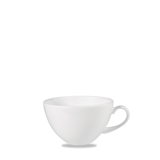 Weiße Kaffeetasse auf weißem Hintergrund
