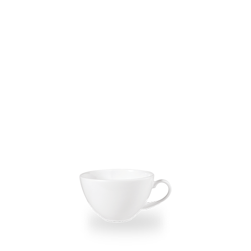 Weiße Kaffeetasse auf weißem Hintergrund