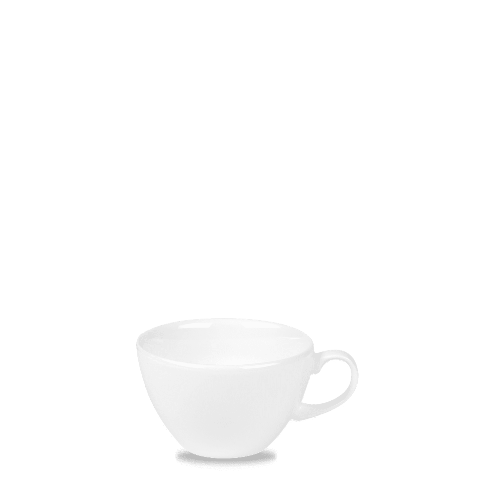Weiße Kaffeetasse auf weißem Hintergrund