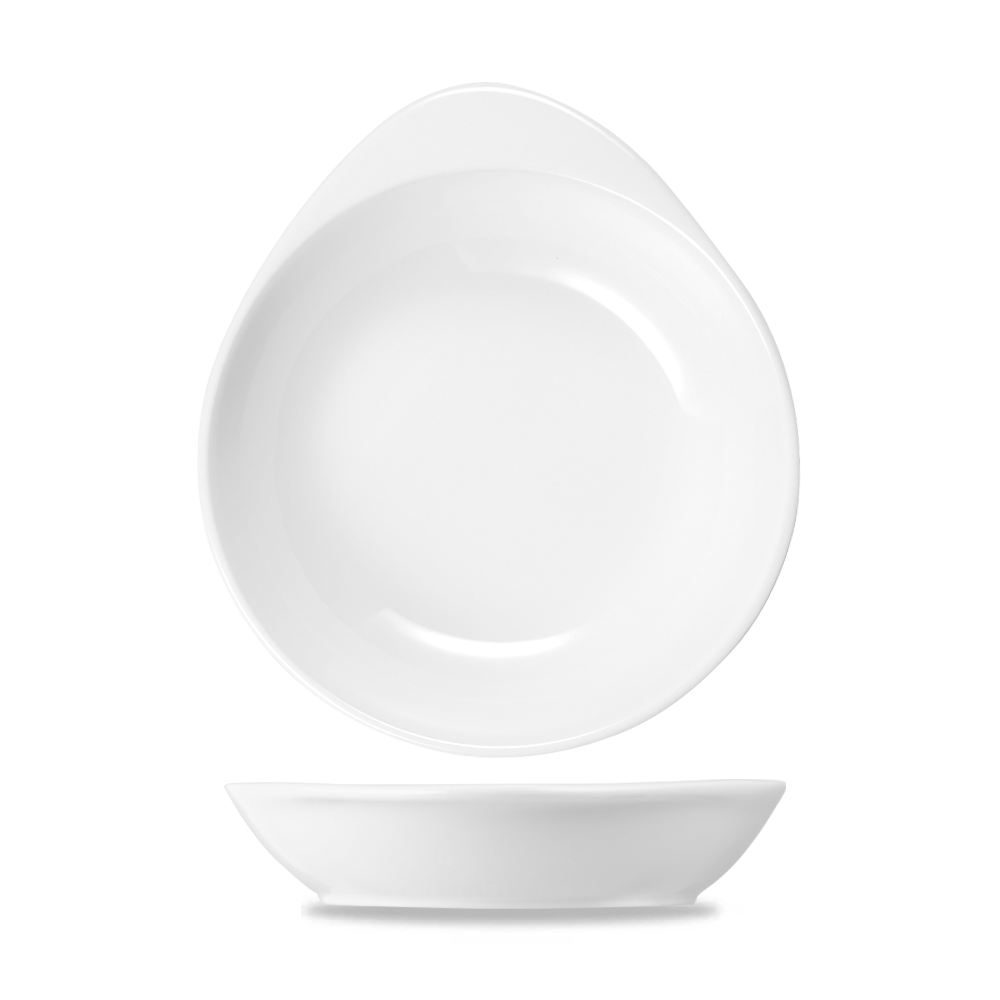 Weiße, moderne Porzellanschalen.