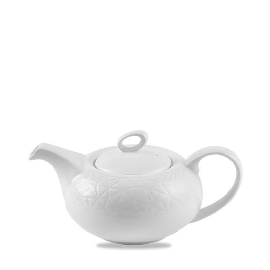 Weiße Teekanne mit Muster.