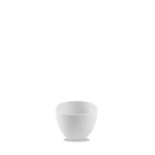 Weiße Porzellanschale mit Muster.