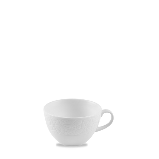 Weiße Tasse mit Muster.