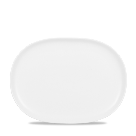 Weißer ovaler Teller, leer.