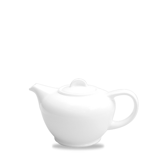 Weiße Teekanne auf weißem Hintergrund.