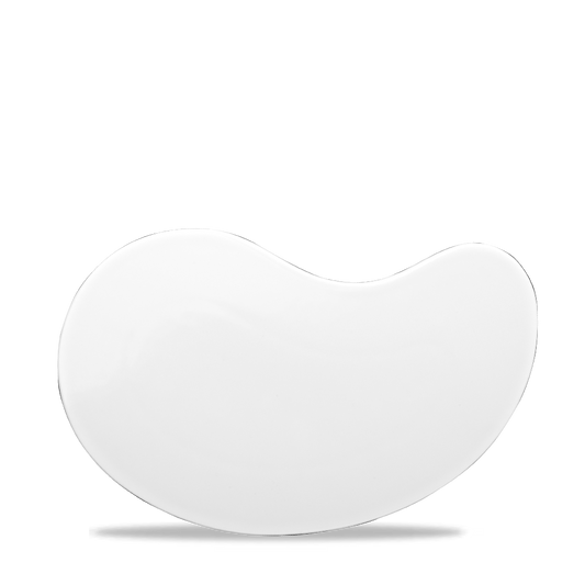 Weiße, organisch geformte Platte.