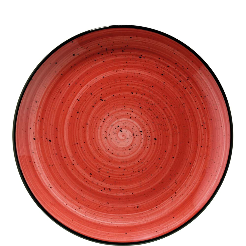 Rote runde Platte mit Sprenkeln