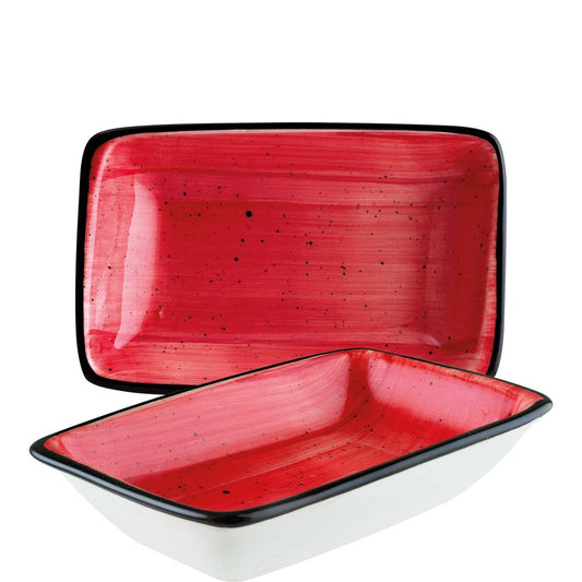 Rote rechteckige Servierplatten