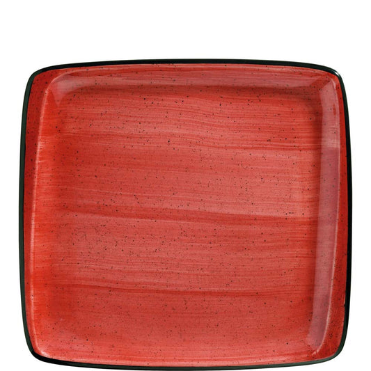Roter quadratischer Teller