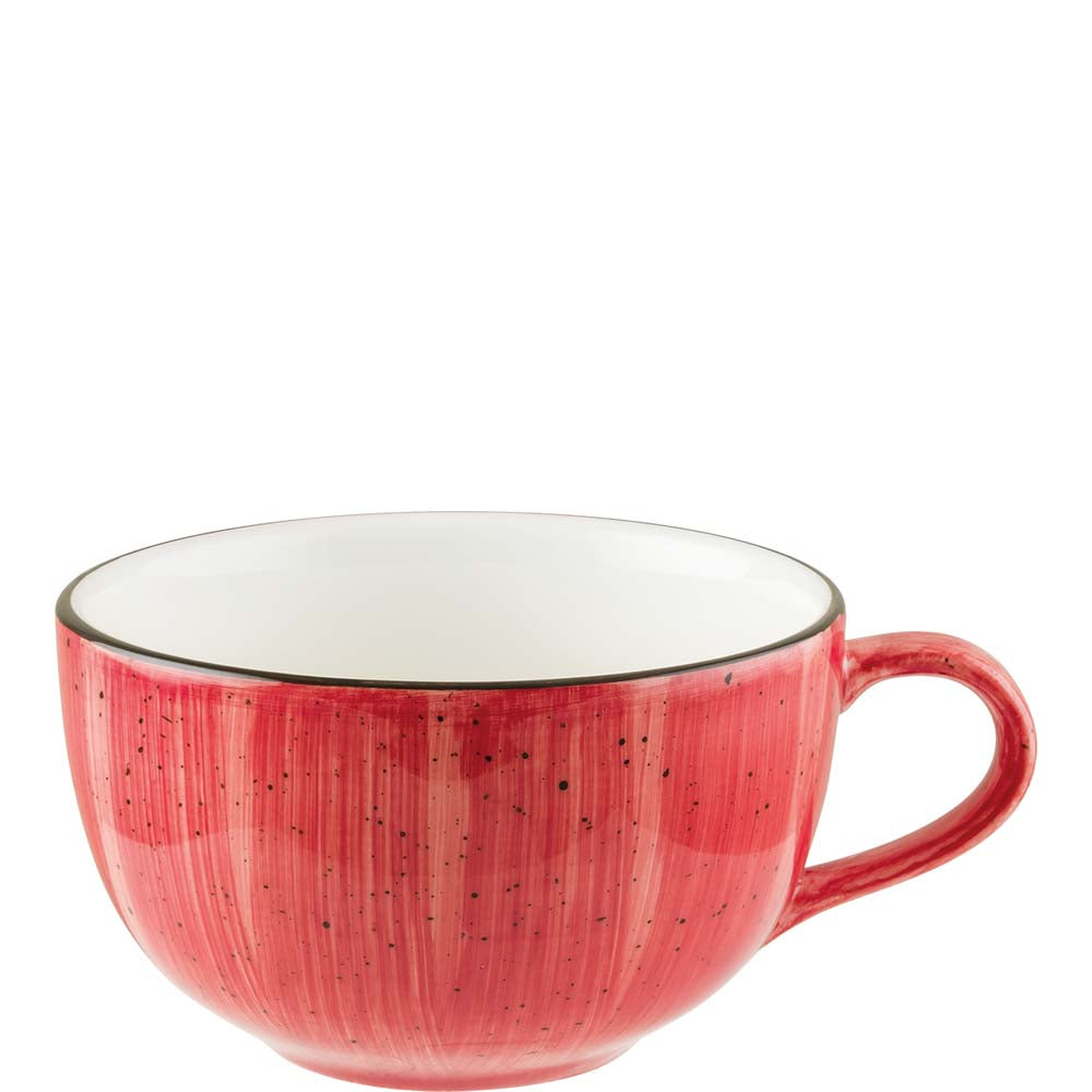 Rote Tasse mit Henkel.