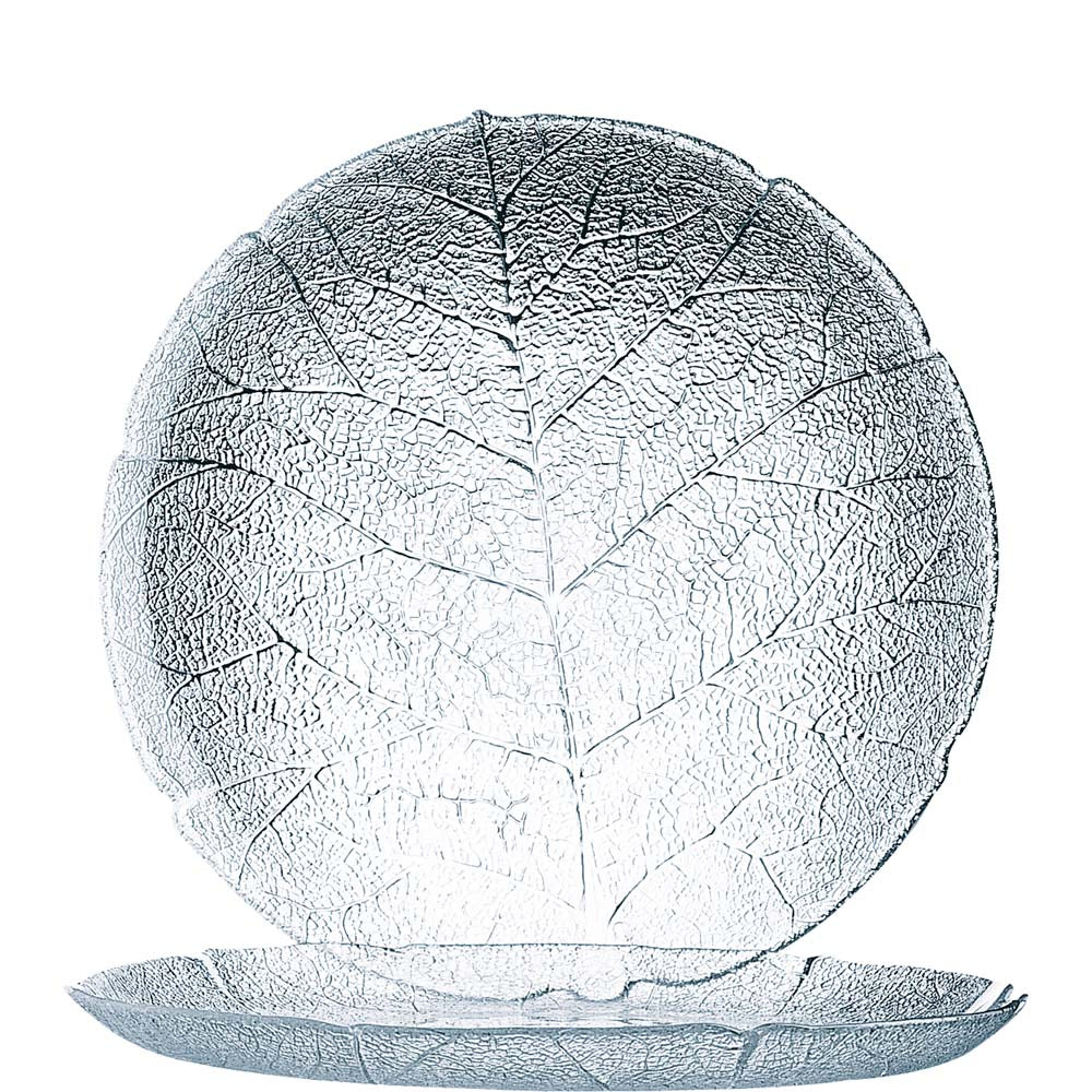 Glas-Teller mit Blattstruktur, transparent