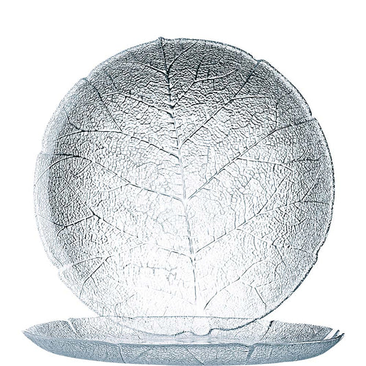 Glas-Teller mit Blattstruktur, transparent