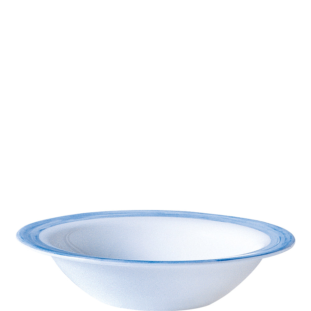 Weiße Schüssel mit blauem Rand