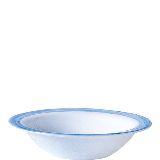 Weiße Schüssel mit blauem Rand