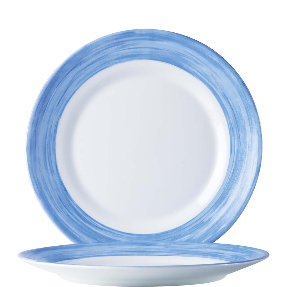 Weißer Teller mit blauem Rand