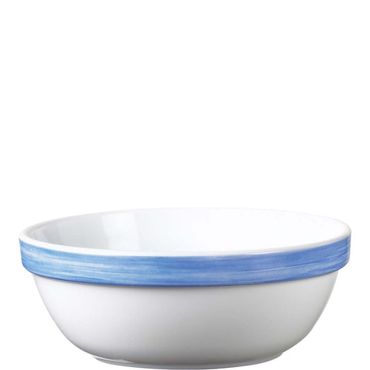 weiße Schüssel mit blauem Rand