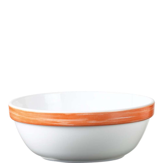 Weiße Schüssel mit orangenem Rand