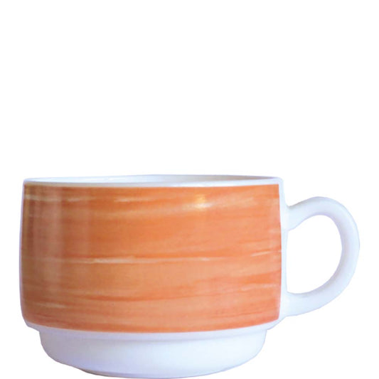 Kaffeetasse mit orangeem Holzdesign
