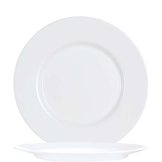 Weiße Speiseteller übereinander gestapelt