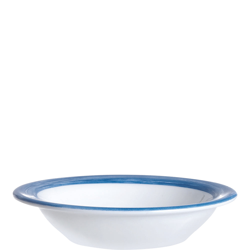 Weiße Schüssel mit blauer Rand