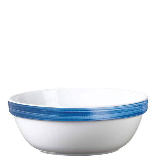 Weiße Schüssel mit blauem Rand
