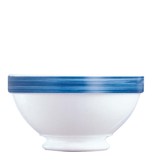 Weiße Schüssel mit blauem Rand