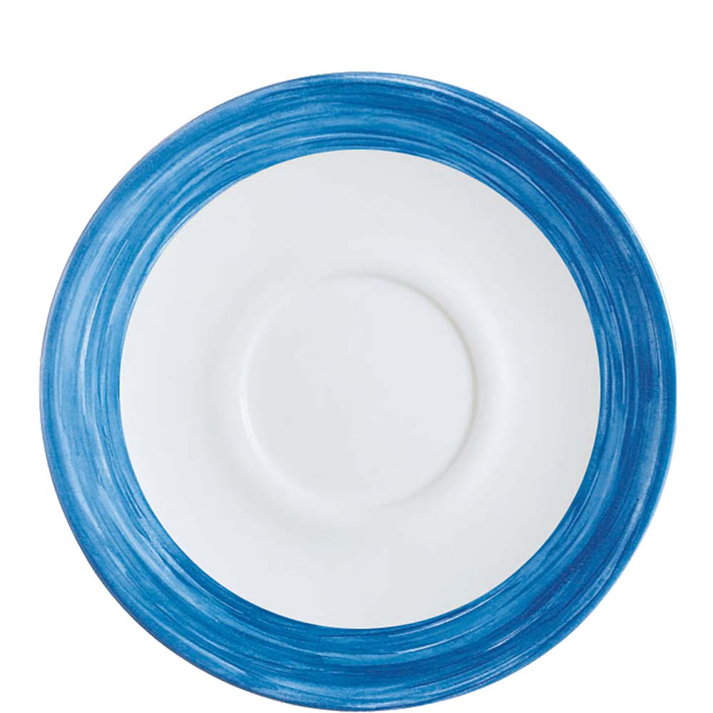 weißer Teller mit blauem Rand