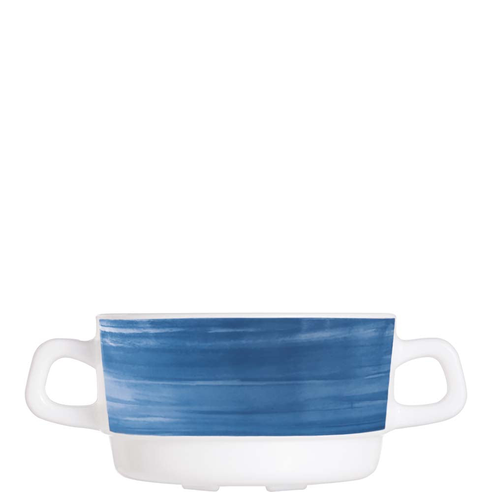 Blaue Schüssel mit zwei Griffen