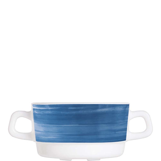 Blaue Schüssel mit zwei Griffen