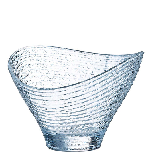 Transparente, strukturierte Glasschale, modern