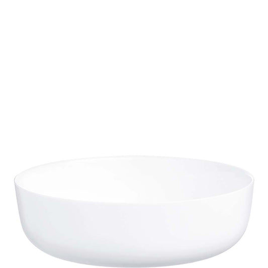 Weiße Schüssel vor weißem Hintergrund