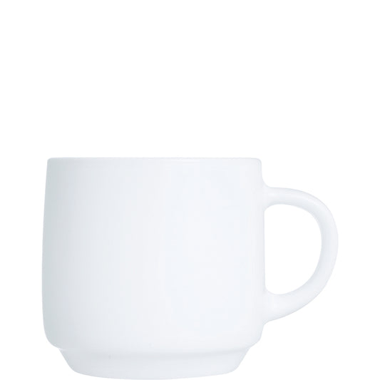 Weiße Kaffeetasse auf weißem Hintergrund