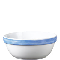 Weiße Schüssel mit blauem Rand
