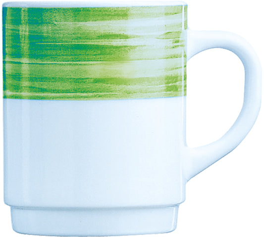 Weiße Tasse mit grünem Rand