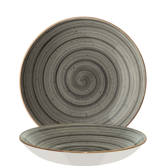 Graue Teller mit Spiralmuster